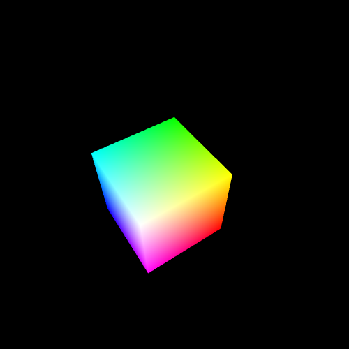 Rainbow colored cube on a black background